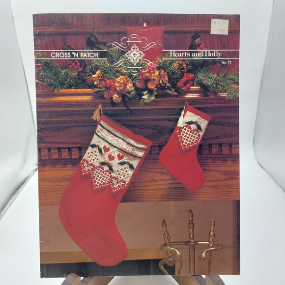 Hearts & Holly Cross N Patch No. 73 Christmas Stocking Needlework Pattern Book - Picture 1 of 2